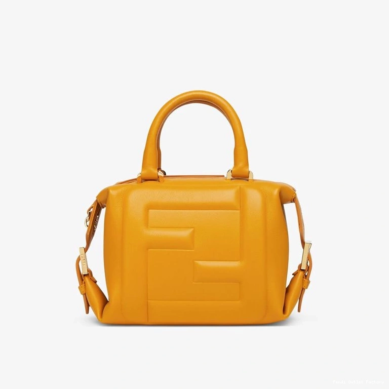 HOT Leather FF Bag Nappa In Cube Fendi Yellow Mini 0731